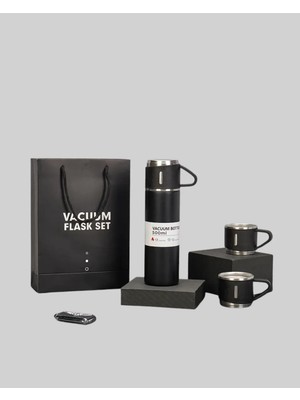 Fiberliz 500 ml Isı Korumalı Çelik Termos ve Bardak Seti | Silikon Tabanlı, Şık ve Pratik