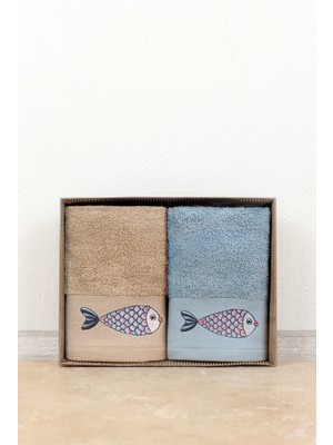 Ellia Soft Palus %100 Pamuk Nakışlı El Havlusu Çeyizlik ve Mutfak Havlusu Kutulu 2/30X50 cm