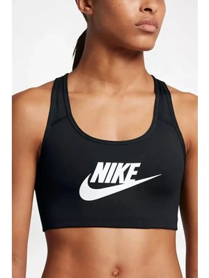 Nike Swoosh  899370-010 Futura Kadın Siyah Sporcu Sütyeni Nefes Alabilir Kumaş ile Şık Tasarım