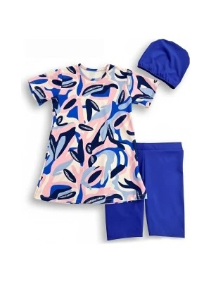 Cacobebiş Kız Çocuk 3'lü Mayo Tesettür Takım Renkli Baskılı