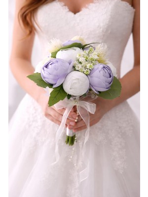 Ceku Home Tasarım Soft Şakayık Gelin Buketi, Nikah Buketi, Gelin Çiçeği, Nişan Çiçeği