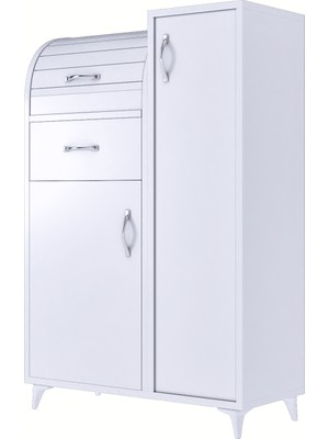 For Home Fora Home Beyaz Kiler Dolabı 2 Kapaklı Suntalam Malzemeden Üretilmiş Fonksiyonel Ekmeklik