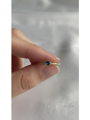 Wind Silver Lacivert Kalp Yüzük Ayarlı 925 Ayar