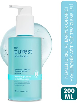 The Purest Solutions, Nemlendirici ve Bariyer Onarıcı Kuru ve Karma Ciltler için Hyaluronik Asit Temizleme Jeli 200 ml (%0,5 Hyaluronic Acid, %0.5 Sodium PCA Ceramide)