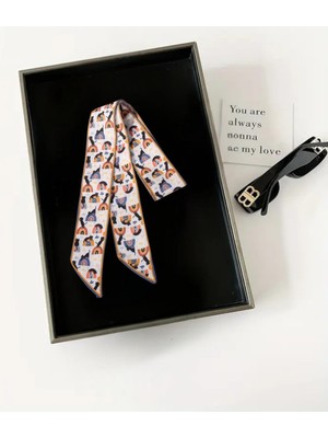 Nurfemina Sevimli Kedi Figürlü Çanta Bileklik Saç Çok Amaçlı Kadın Kelebek Fular / Saç Bandana / Saç Aksesuar