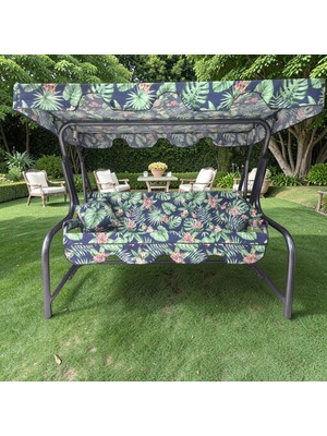 3 Kişilik Lüks Salıncak Kılıf Seti Süngersiz Yaprak Desen