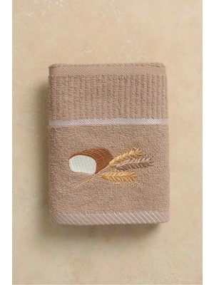 Ellia Soft Afrodisias %100 Pamuk Nakışlı El ve Yüz Havlusu Çeyizlik ve Mutfak Havlusu Arpa 40X70 cm