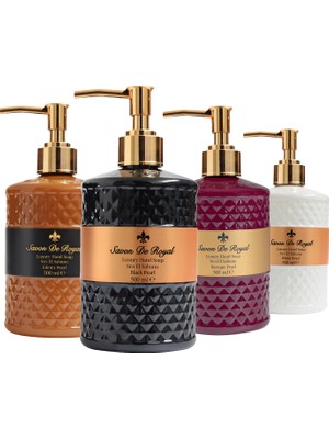 Savon De Royal Luxury Vegan Sıvı Sabun Karma Paket 4 x 500 ml Şık Tasarım ve Cilt Dostu Özellikler