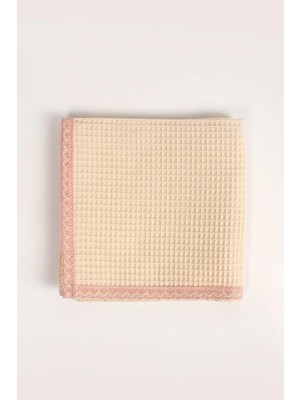 Ellia Soft Softlace Dantelli %100 Pamuk Waffle Havlu Mutfak Bezi Şık ve Zarif Tasarım 50X70 cm Krem