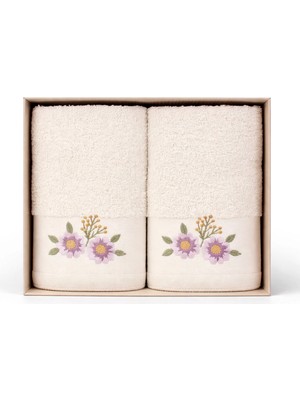 Ellia Soft Florina %100 Pamuk 2’li Mutfak Havlusu Çeyizlik Kutulu Krem 2/30X50 cm