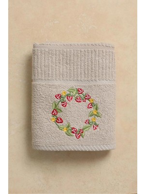 Ellia Soft Afrodisias %100 Pamuk Nakışlı El ve Yüz Havlusu Çeyizlik ve Mutfak Havlusu Çilek 40X70 cm