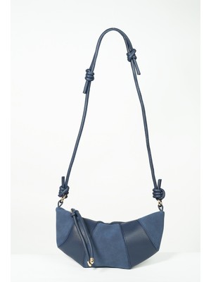 Bahels Kadın Süet Lacivert Kruvasan Omuz Çantası