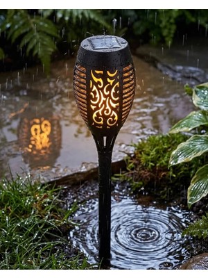 Verto Solar Alev Işıklı Bahçe Lambası Enerji Tasarruflu Sensörlü Dekoratif Dış Mekan Aydınlatma