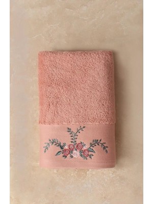 Ellia Soft Gardenia %100 Pamuklu Nakışlı Çeyizlik Lüks Yüz Havlusu Yumuşak Emici Kaliteli 50X100 cm