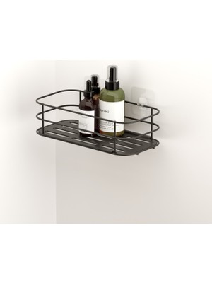 Tekno-tel Yapışkanlı Mat Siyah Banyo&Mutfak Rafı ST122 Dayanıklı ve Kullanışlı Depolama