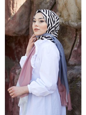 Afvente Paisley Desen Kırmızı Soft Pamuk Şal - Pudra