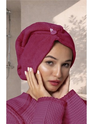 Ellia Soft Zarif Bone Hair Kalın Mikrofiber Saç Kurutma Bonesi Saç Havlusu Saç Kurulama Havlusu Bordo