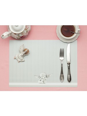 Madame Coco Artus Dikdörtgen Amerikan Servis 4 Adet Krem Renk Modern Sofra Aksesuarı