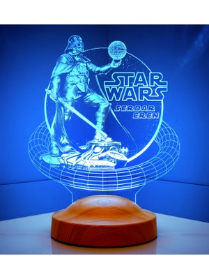 Sevgi Lambası 3D Star Wars Darth Vader Renkli LED Lamba 25cm x 19cm Kişiye Özel Tasarım