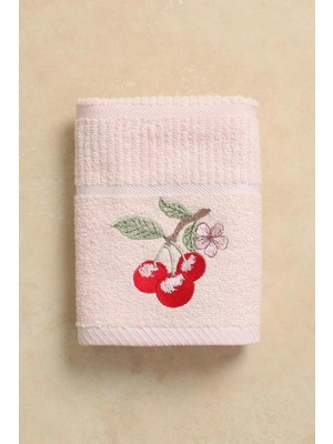 Ellia Soft Afrodisias %100 Pamuk Nakışlı El ve Yüz Havlusu Çeyizlik ve Mutfak Havlusu Vişne 40X70 cm