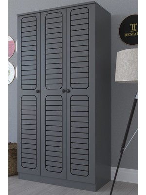 Remaks Fuga 3 Kapaklı Elbise Dolabı Antrasit Renkli Modern Tasarım Malzeme