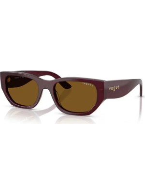 Vogue 5586S 328483Polarize Güneş Gözlüğü 53 mm Kadın Bordo Dikdörtgen Çerçeve ile Koyu Kahverengi Cam