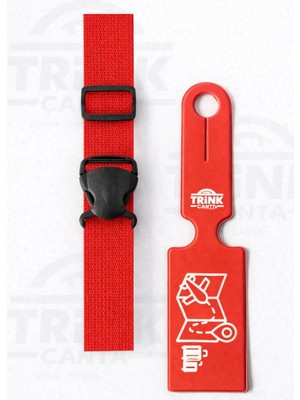 Trink Çanta Valiz Kemeri ve Valiz  Etiketi * 1'er Adet  *  Kırmızı