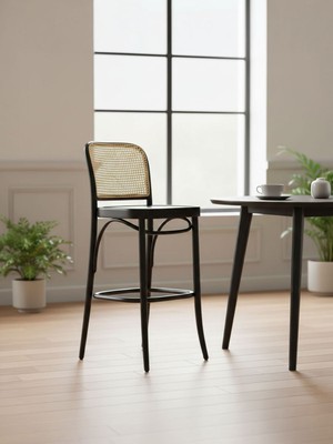 Gazzini Furniture Norella Hazeranlı Ahşap Bar Sandalyesi