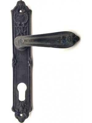 Freedom Storee Antika Tarz Dekoratif Pirinç Çiçekli Oda Kapı Kolu - 240X40 Mm, Oksit