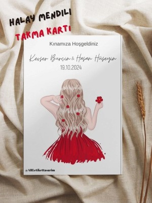 LMS Gift Kınamıza Hoşgeldiniz Hediyelik Kart, Halay Mendili Takma Kartı 10X15 cm 49 Adet