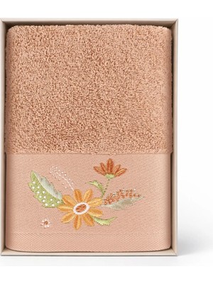 Ellia Soft Pamuk Sarmaşığı %100 Saf Pamuk Serisi, Günlük Kullanım, Çeyizlik Yüz Havlusu 50X100 cm Kahverengi