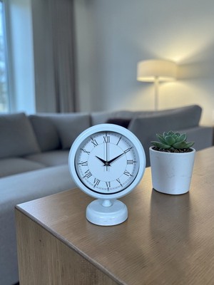 Akıllı Durak White Pure Roman 25 x 20 cm Metal Masa Saati