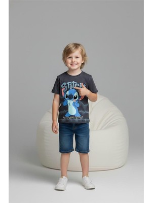 Lillypicca Erkek Çocuk Baskılı Pamuklu T-Shirt ve Cepli Likralı Kot Şortlu 2'li Takım