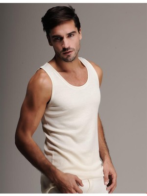 Hasyün Erkek Yün Atlet M Beden Ekru Renk Nefes Alabilir ve Doğal Yalıtım Özellikli