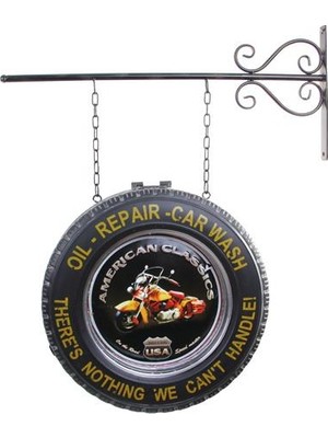 Dekoratif Çift Yönlü Motorsiklet Temalı Ferforje Askı Pano