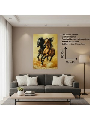 LMS Gift Modern At Temalı Duvar Temperli Cam Tablo