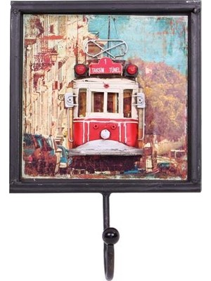 Dekoratif Metal Askı Tramvay Dekorlu Retro Askılık Vintage