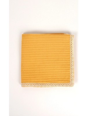 Ellia Soft Softlace Dantelli %100 Pamuk Waffle Havlu Mutfak Bezi Şık ve Zarif Tasarım 50X70 cm Hardal