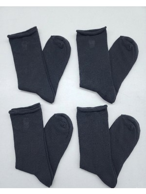 Andino Unisex Pamuklu 3 Çift Siyah Düz Çorap