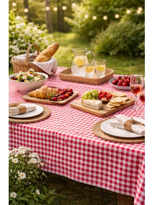 Hayalperest Kırmızı Pötikareli Masa Örtüsü