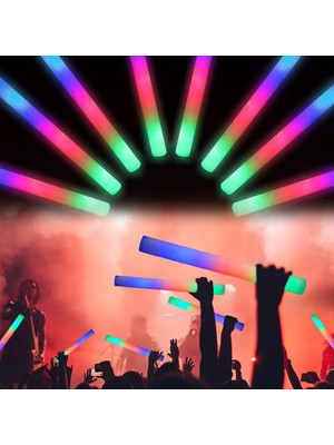 Freedom Storee LED Işıklı 3 Modlu Kauçuk Işıklı Sünger Parti Çubuk Sopa - 46 cm (6’lı Paket)