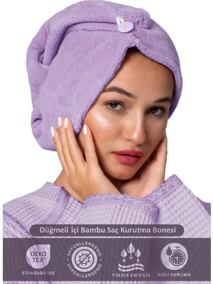 Ellia Soft Zarif Bone Hair Kalın Mikrofiber Saç Kurutma Bonesi Saç Havlusu Saç Kurulama Havlusu Lila