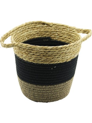 Cm Store 2ın1=ip Örgülü - Hasırçift Kulplu Sepet - Organizer Ç-TABAN:17CM--AĞIZ:24CM - Y: 22CM (5067)
