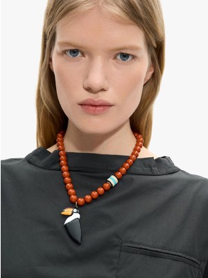 Parfois Kuş Charm'lı Kısa Boncuk Kolye