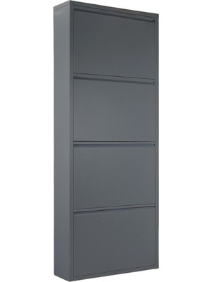 Moemi 4'lü Antrasit Metal Ayakkabılık