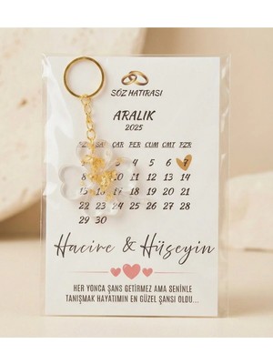 LMS Gift 25 Adet Takvimli Yonca Epoksi Anahtarlık - Söz, Kına, Düğün, Nişan, Nikah Dağıtmalık Hediyelik
