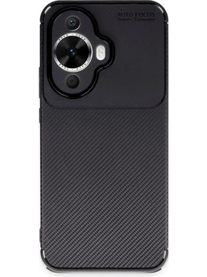 Mey Ithalat  Huawei Nova 12S Kılıf Auto Focus Karbon Kapak - Siyah