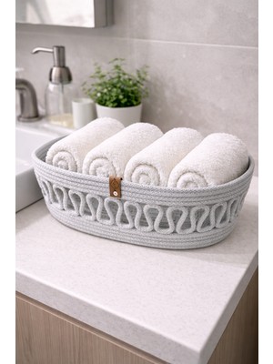 Hasır Havlu Sepeti Banyo Düzenleyici Sepet Bohem Dekor