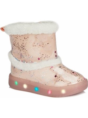 Vicco Comet Kız Çocuk Işıklı Bot Pudra Renk P.U Malzeme Slip-On Kapama ile Eğlenceli Tasarım 220.20K.108