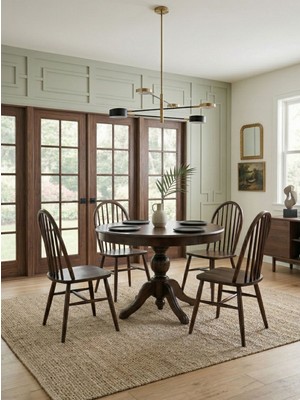 Kleinhaus Furniture Luvion Ahşap Masa Takımı 4 Sandalyeli Açılır Mekanizmalı Klasik Masif Ahşap Ayaklı Masa
